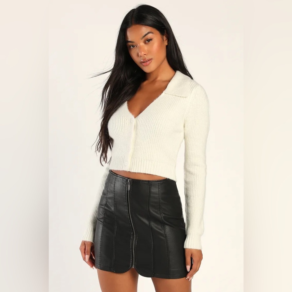 🌻🆕FREE PEOPLE Layla Vegan Mini Skirt-Size 10 - Picture 8 of 16